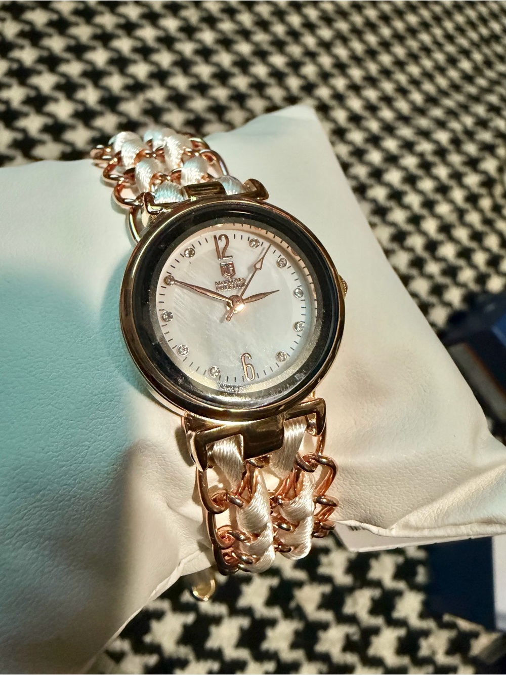 Ladies Rose Gold and White Braided Bracelet Watch - Unbranded